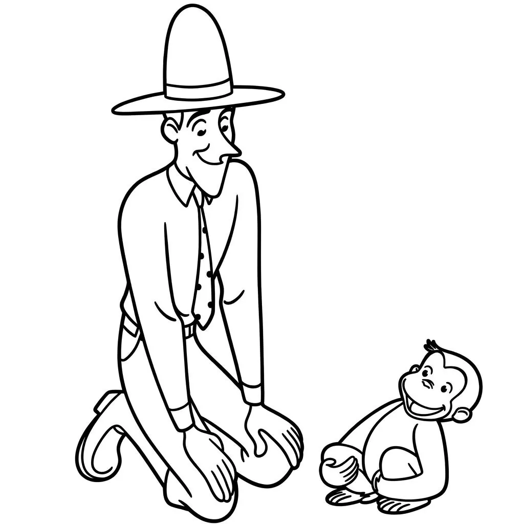 Curious George 14 para colorear para niños para imprimir