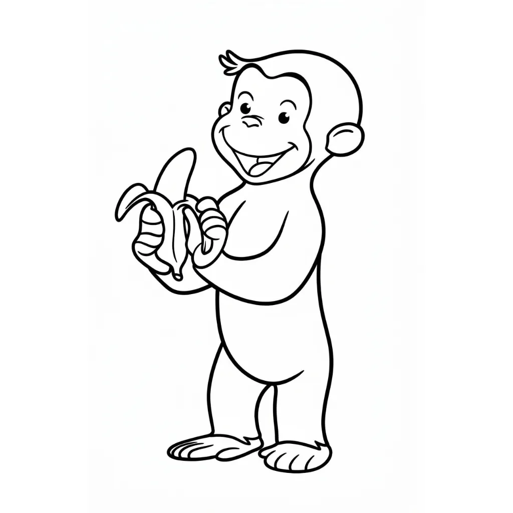 Curious George 23 para colorear para bebé para imprimir