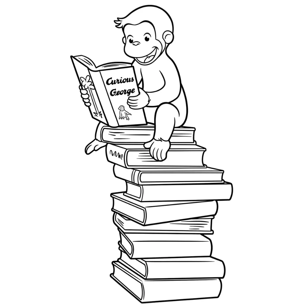 Curious George 6 para colorear y recortar para imprimir
