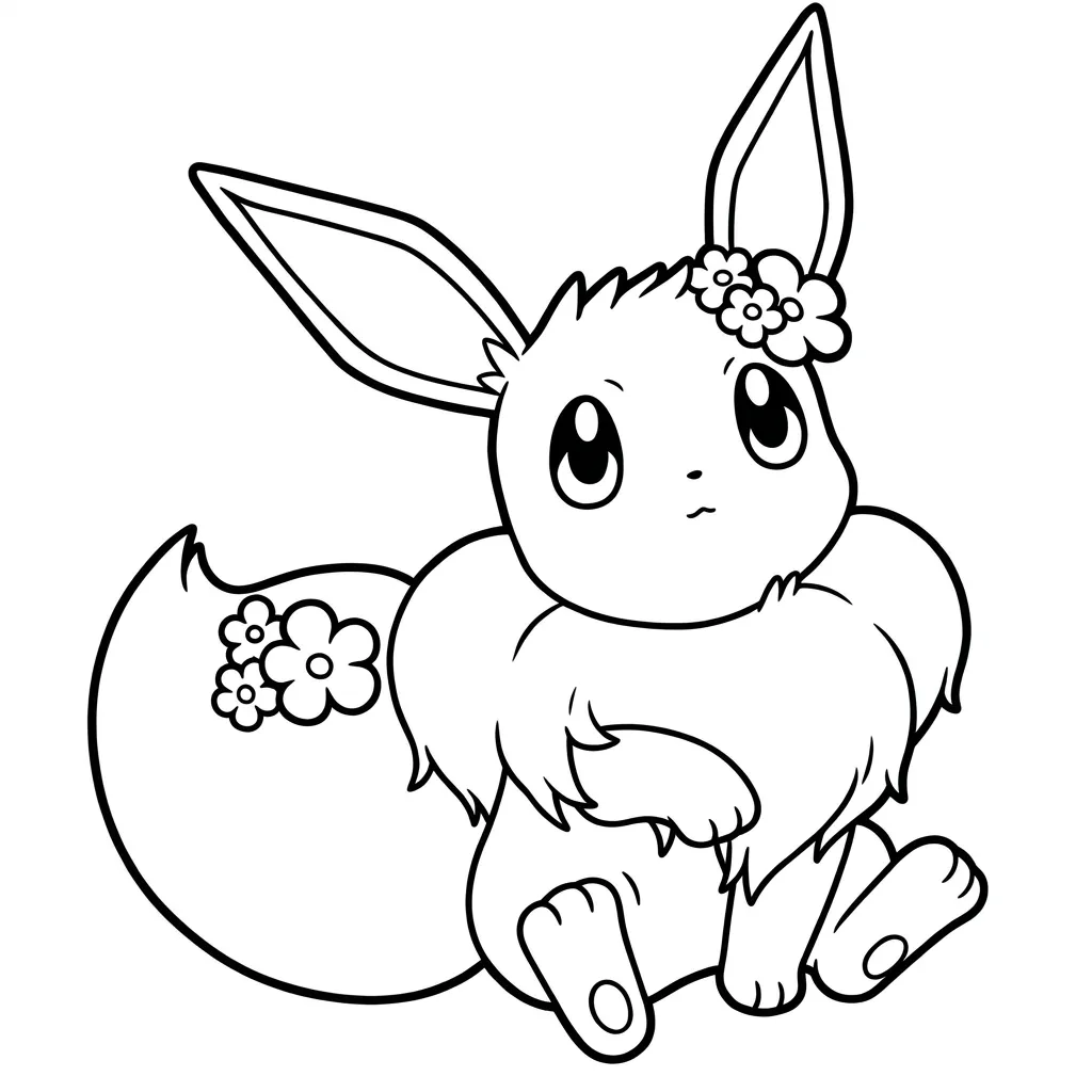 Eevee 13 para colorear para imprimir para niño de 4 años
