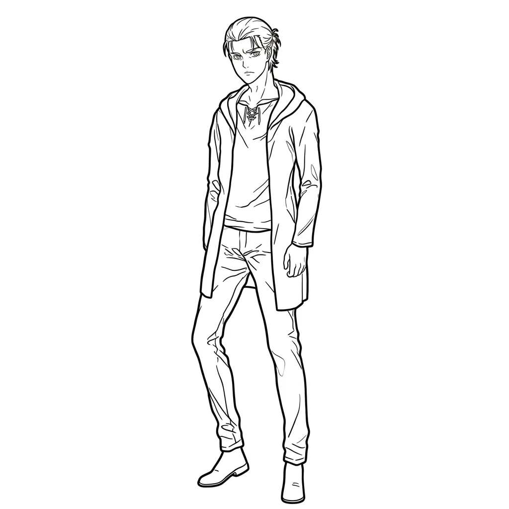 Eren Yeager 13 para colorear para niños para descargar