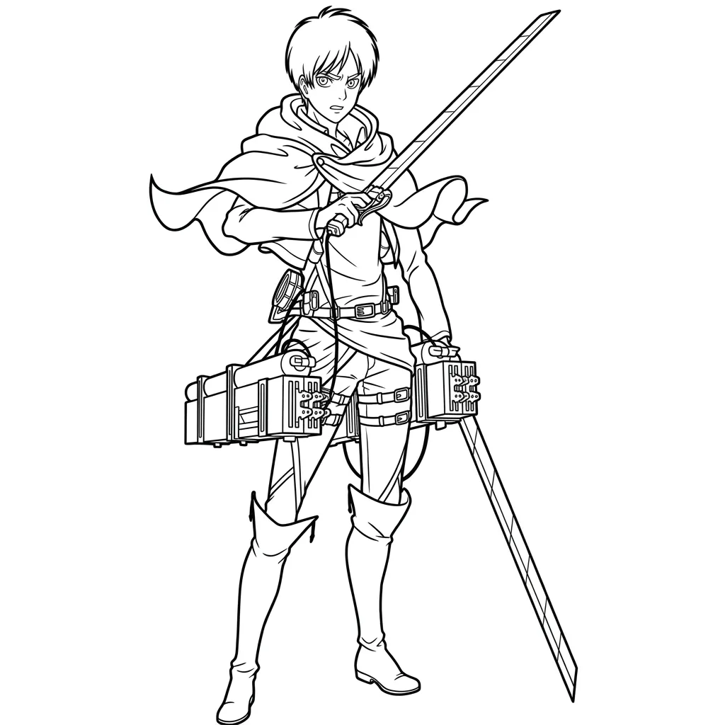 Eren Yeager 14 para colorear y recortar