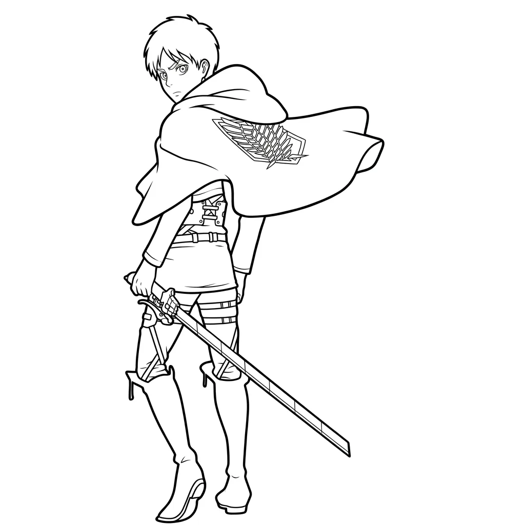 imagen de Eren Yeager 2 para colorear para niño