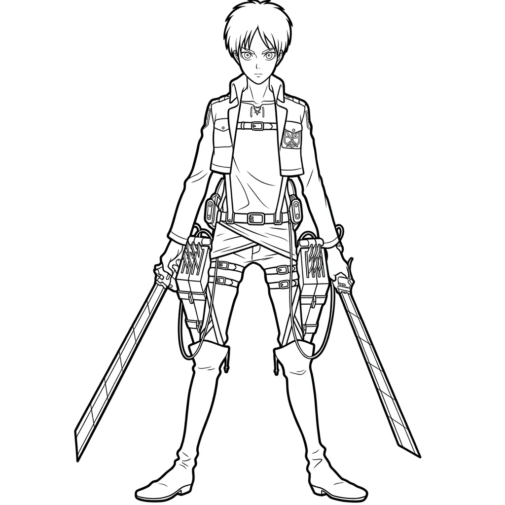 Eren Yeager 4 para colorear educativo para niño