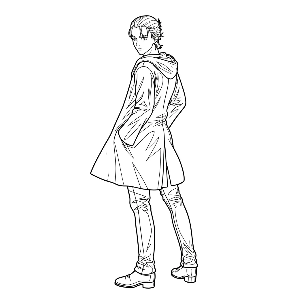 Eren Yeager 6 de niño para colorear para imprimir