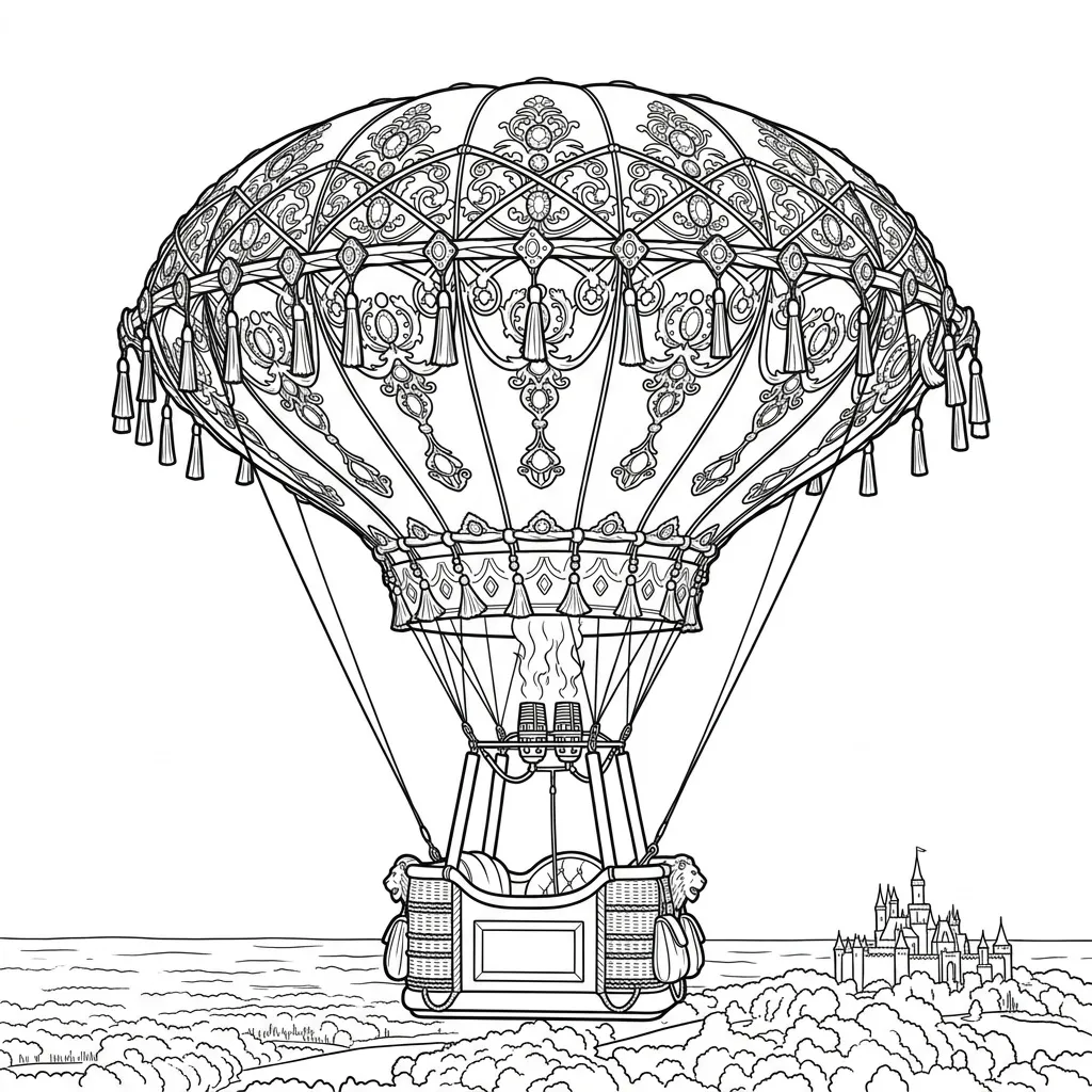 Globo Aerostatico 23 para colorear para imprimir para niño de 3 años