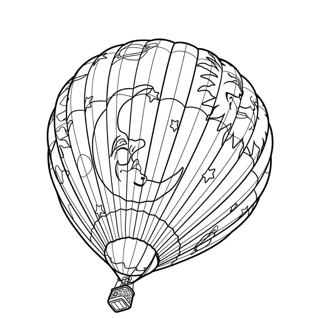 imagen de Globo Aerostatico 6 para colorear para niño