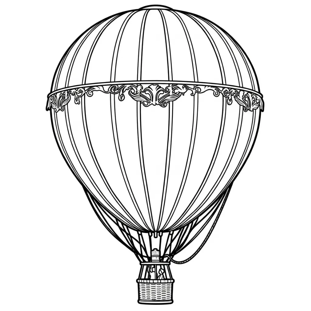 Globo Aerostatico 7 para colorear y recortar