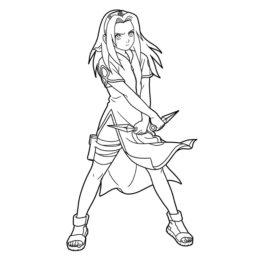 Haruno Sakura 1 para colorear para niños para imprimir gratis