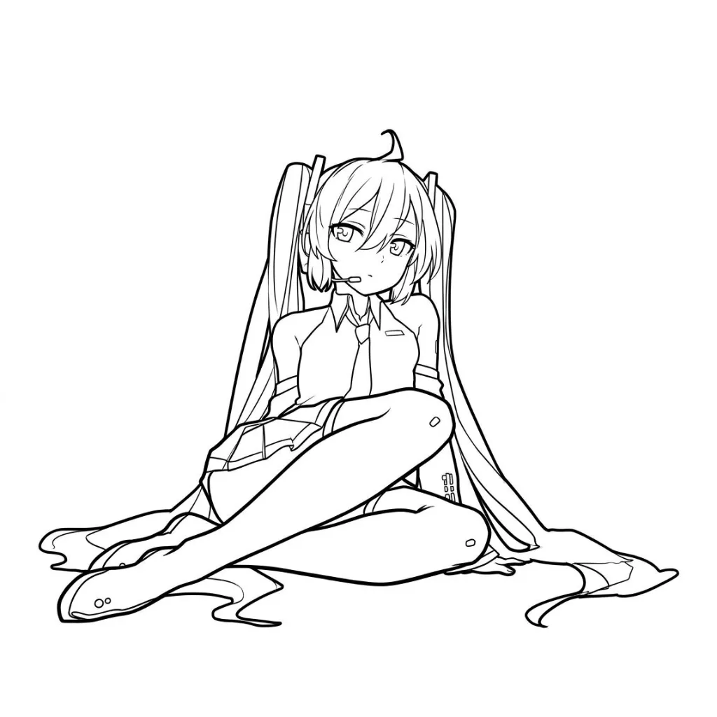 Hatsune Miku 10 para colorear para imprimir pdf gratis