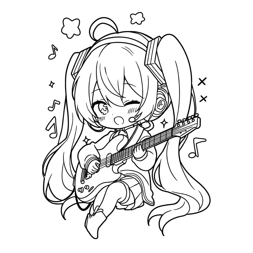 Hatsune Miku 11 para colorear en línea gratis
