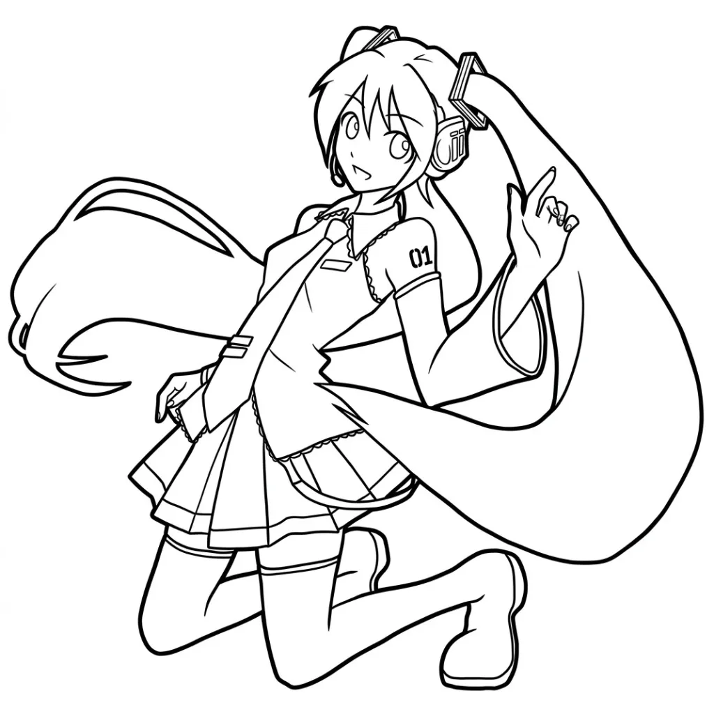 Hatsune Miku 12 para colorear para niño de 7 años