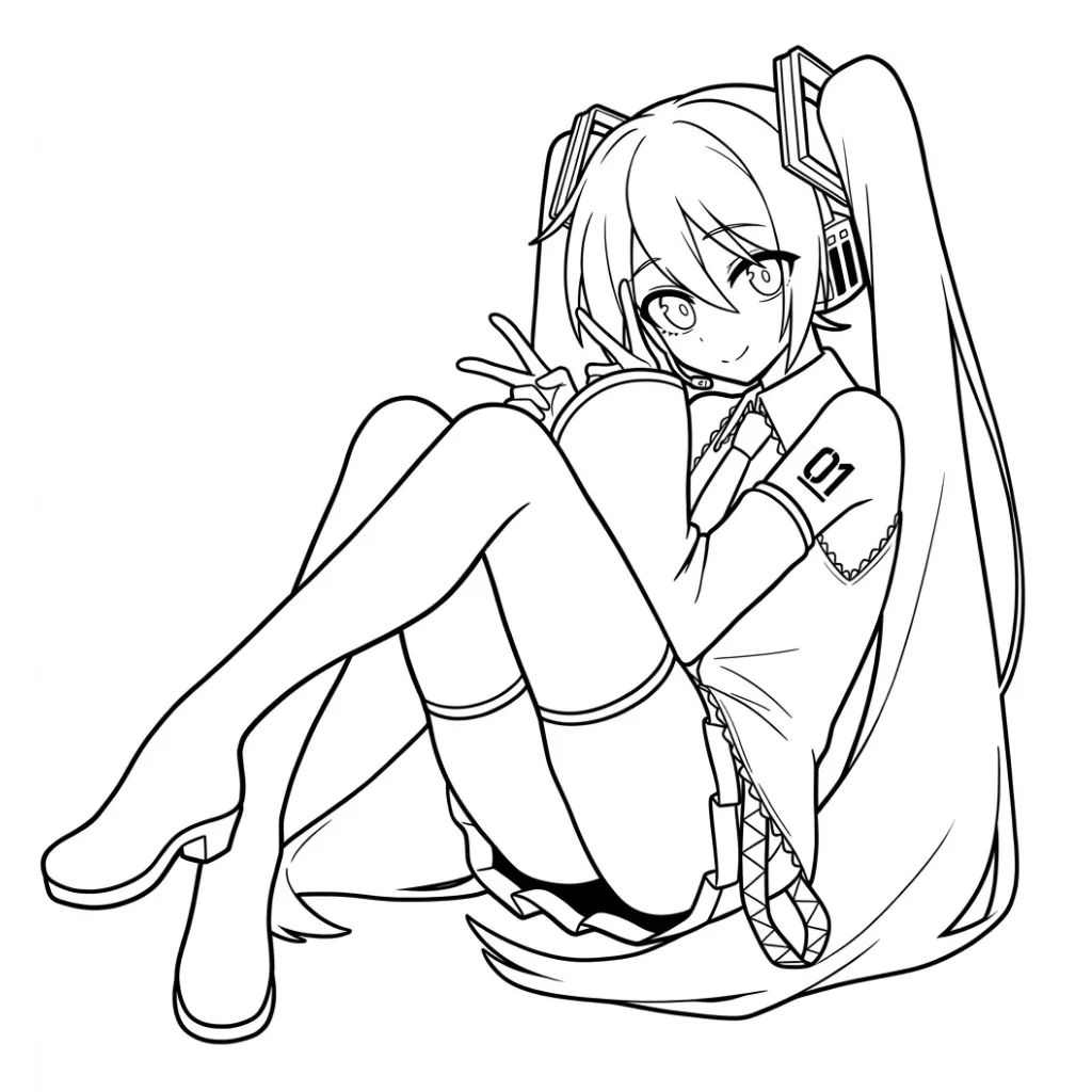 Hatsune Miku 13 para colorear para imprimir para niño de 7 años