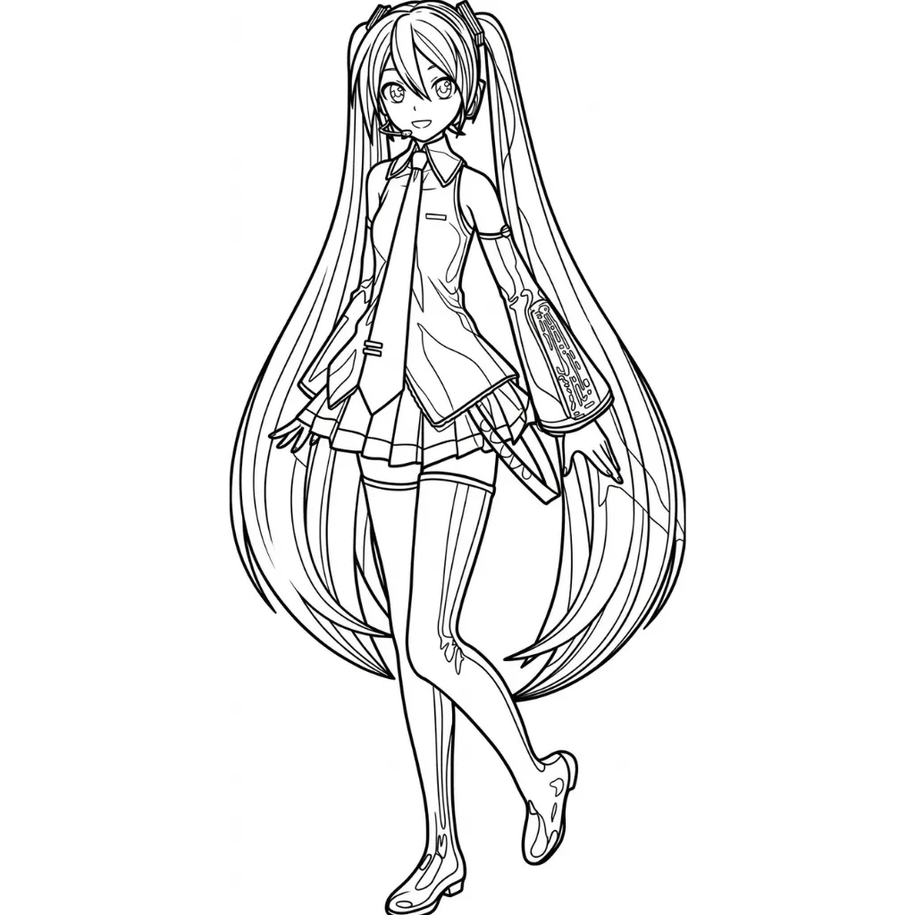 Hatsune Miku 16 para colorear gratis para imprimir