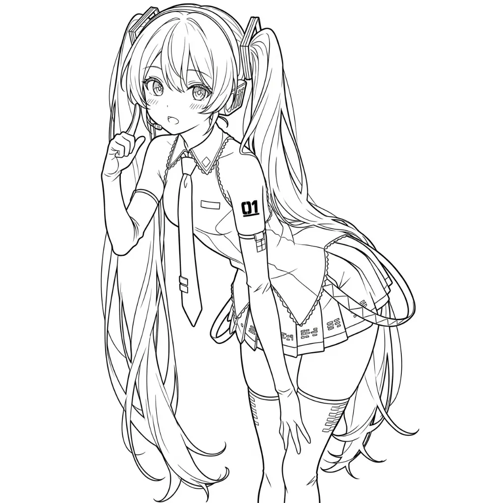 Hatsune Miku 17 para colorear y recortar para imprimir gratis