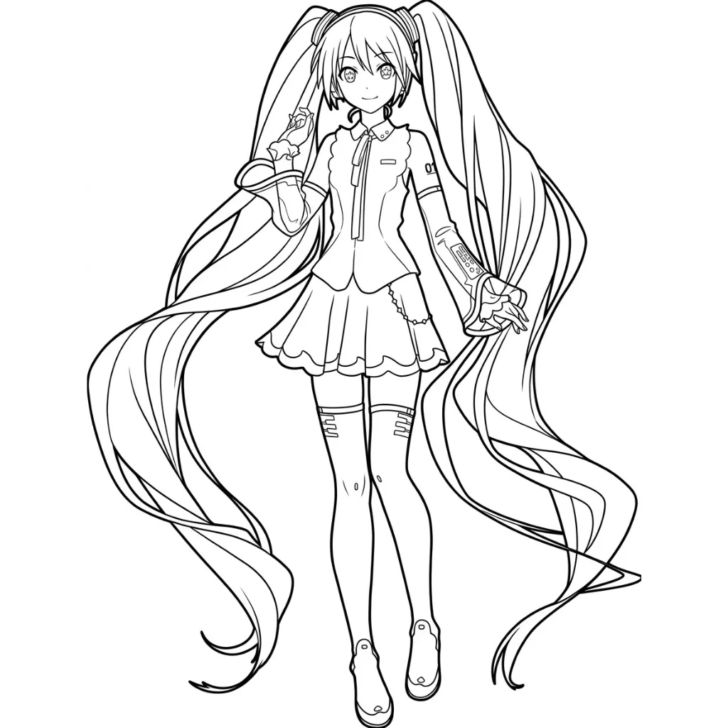 Hatsune Miku 18 para colorear para imprimir pdf
