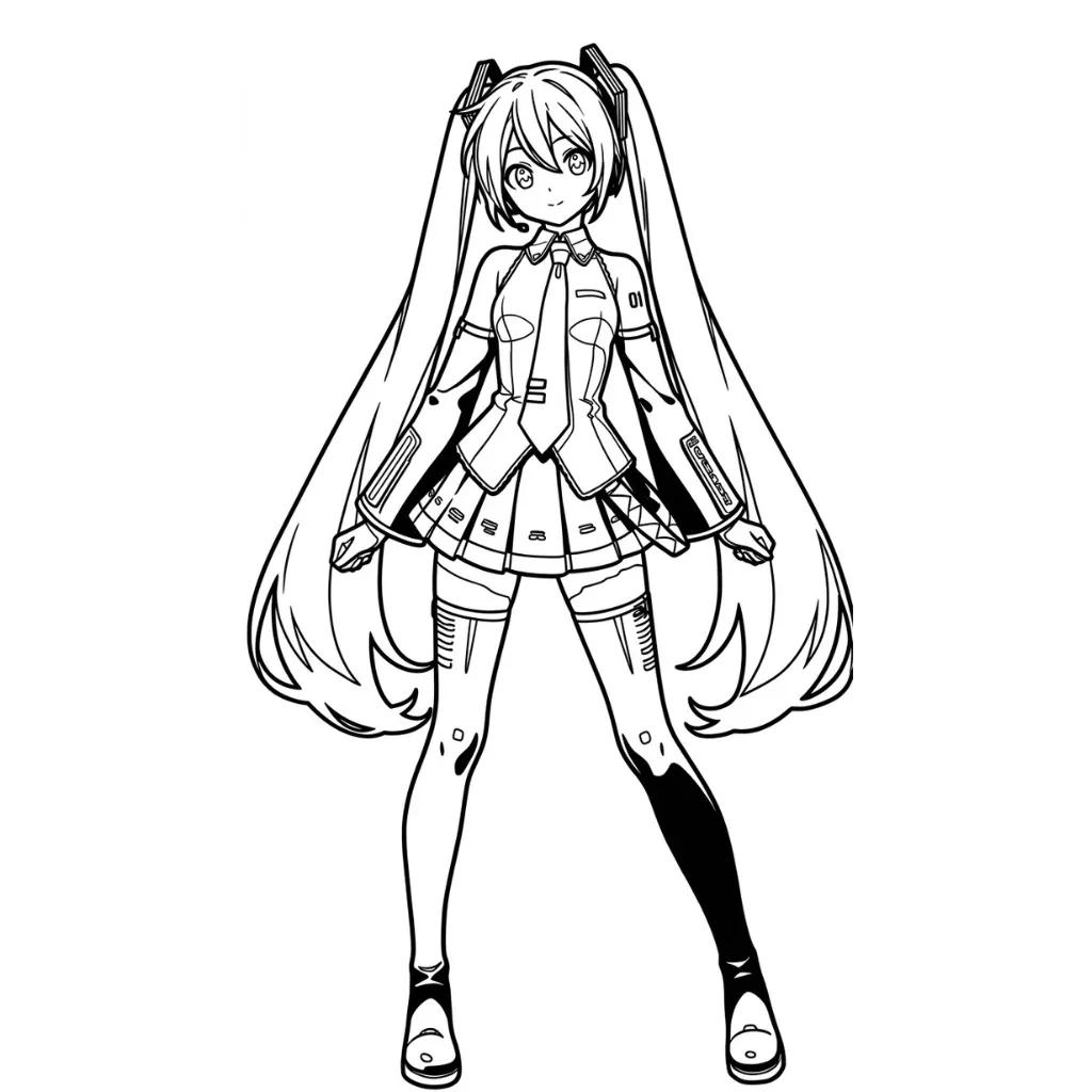 Hatsune Miku 2 para colorear para imprimir
