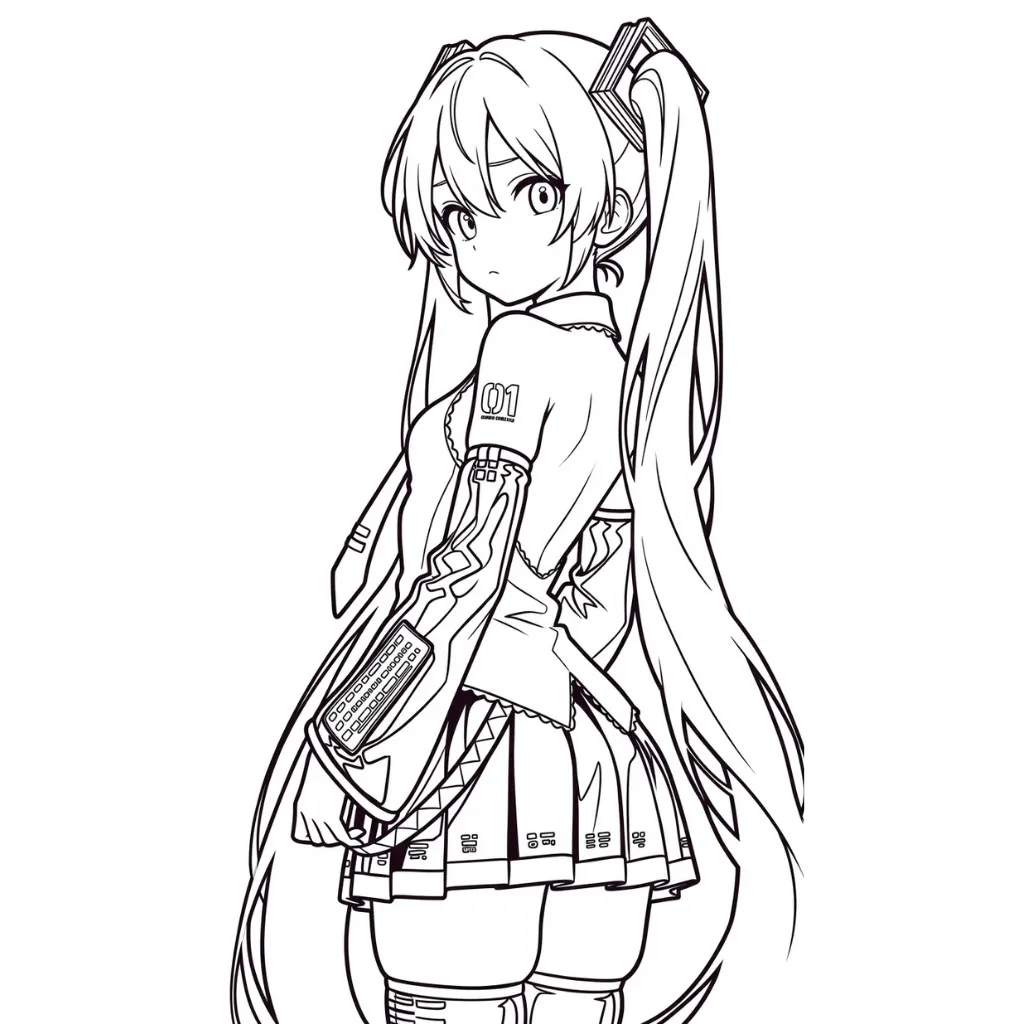 imprimir Hatsune Miku 20 para colorear para niño