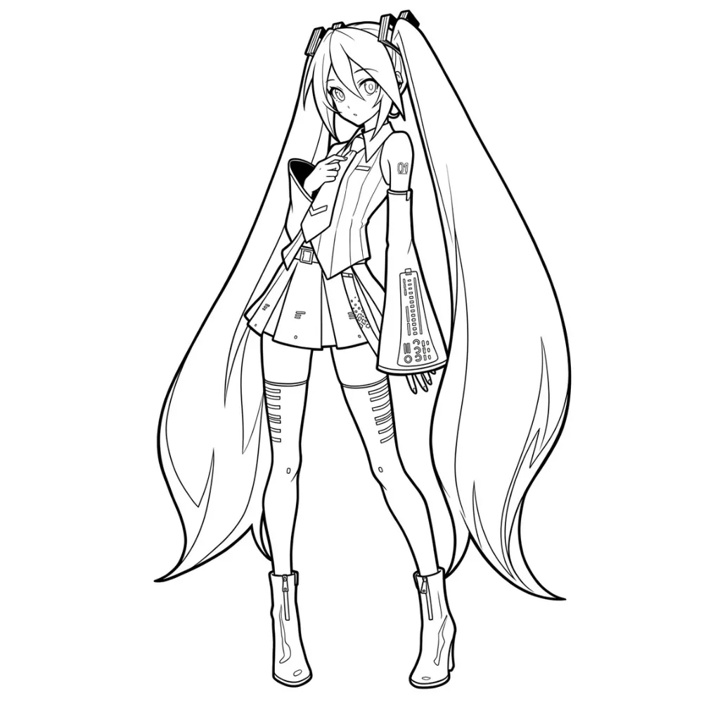 Hatsune Miku 21 para colorear para imprimir para niño de 4 años