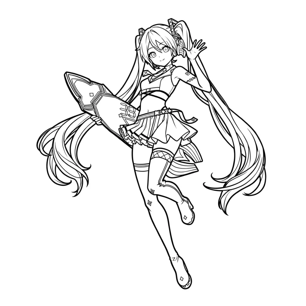 Hatsune Miku 3 para colorear para imprimir gratis