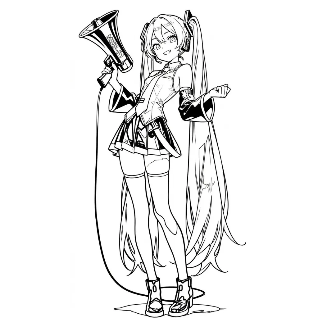 Hatsune Miku 4 para colorear para niño para imprimir gratis