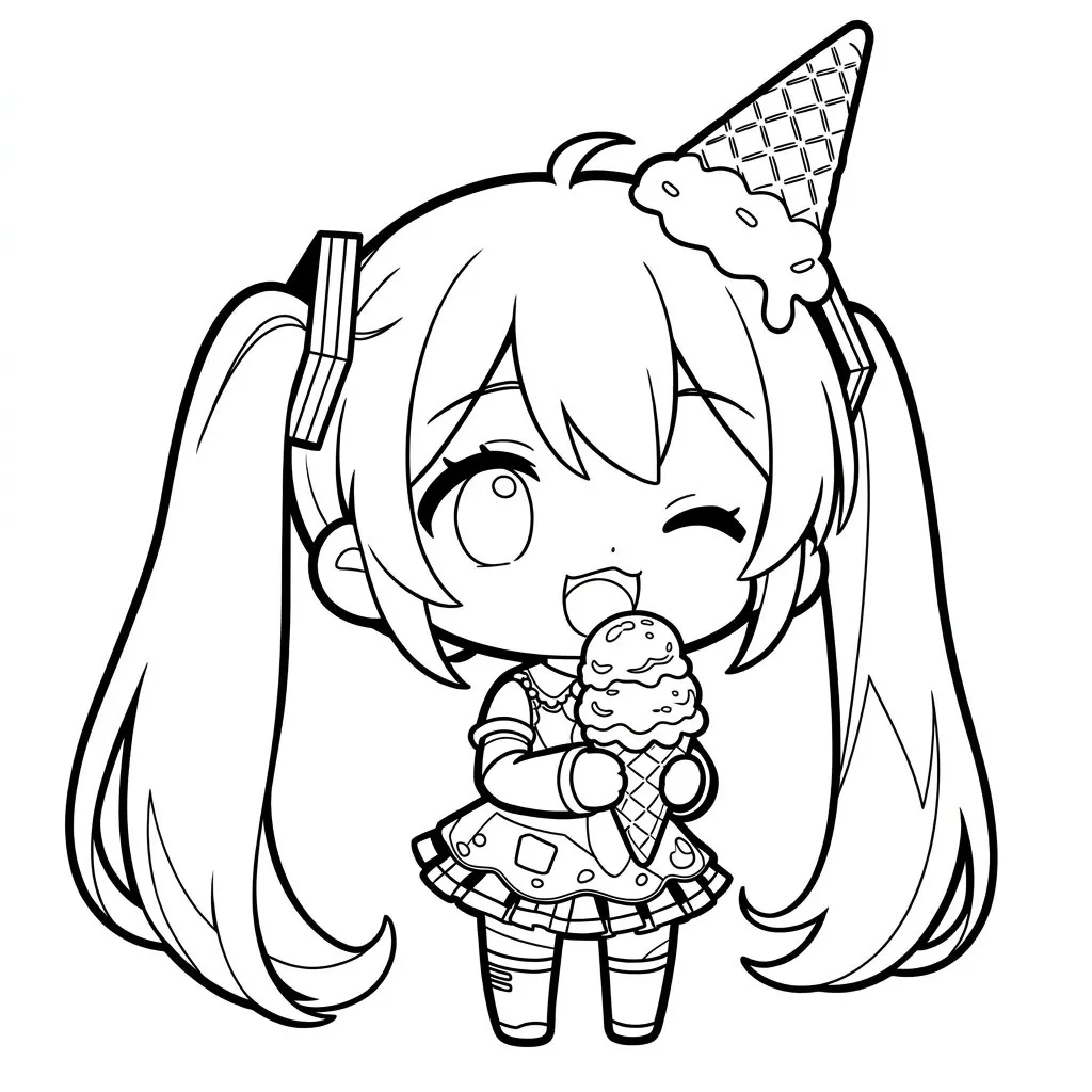 Hatsune Miku 5 para colorear para niños para descargar