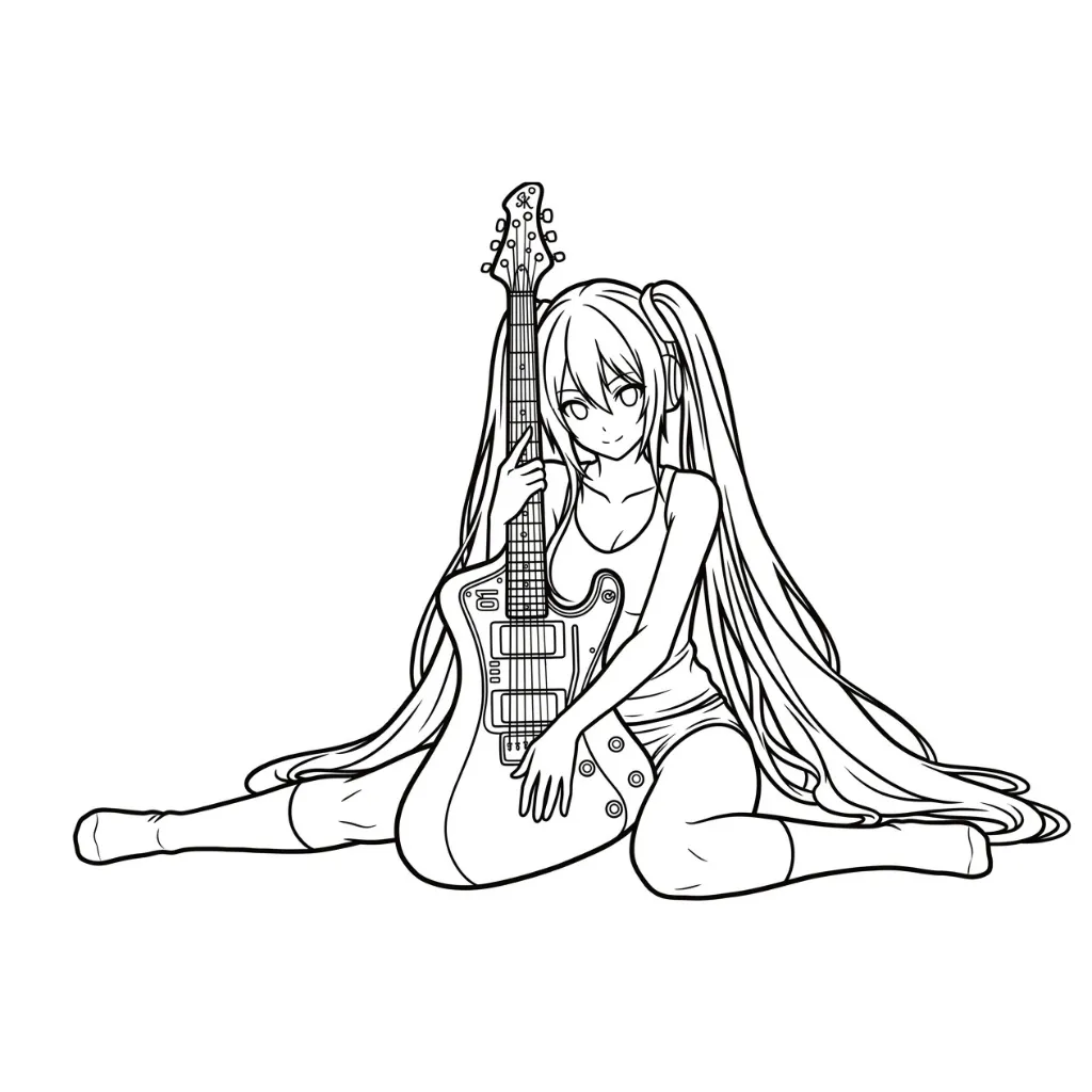 Hatsune Miku 7 para colorear para niños para descargar