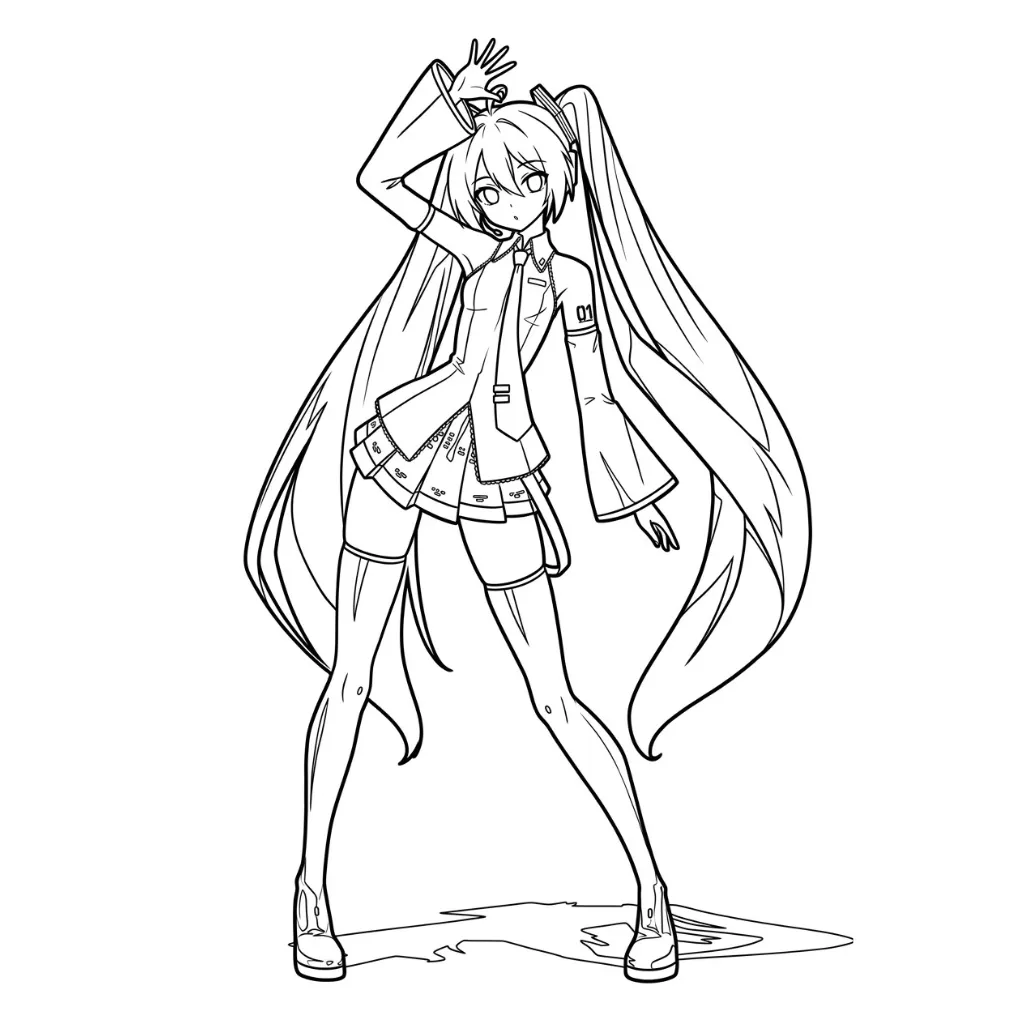 imprimir Hatsune Miku 8 para colorear gratis