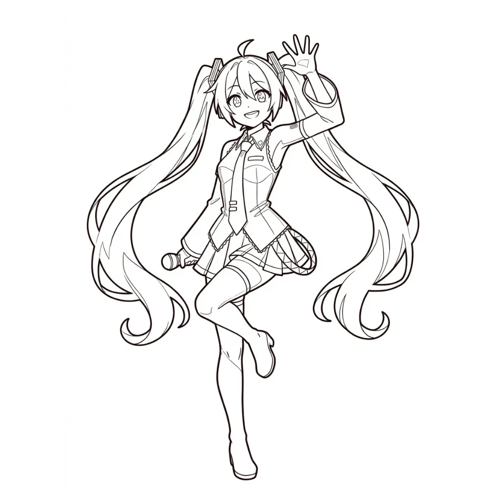 Hatsune Miku 9 para colorear para niño