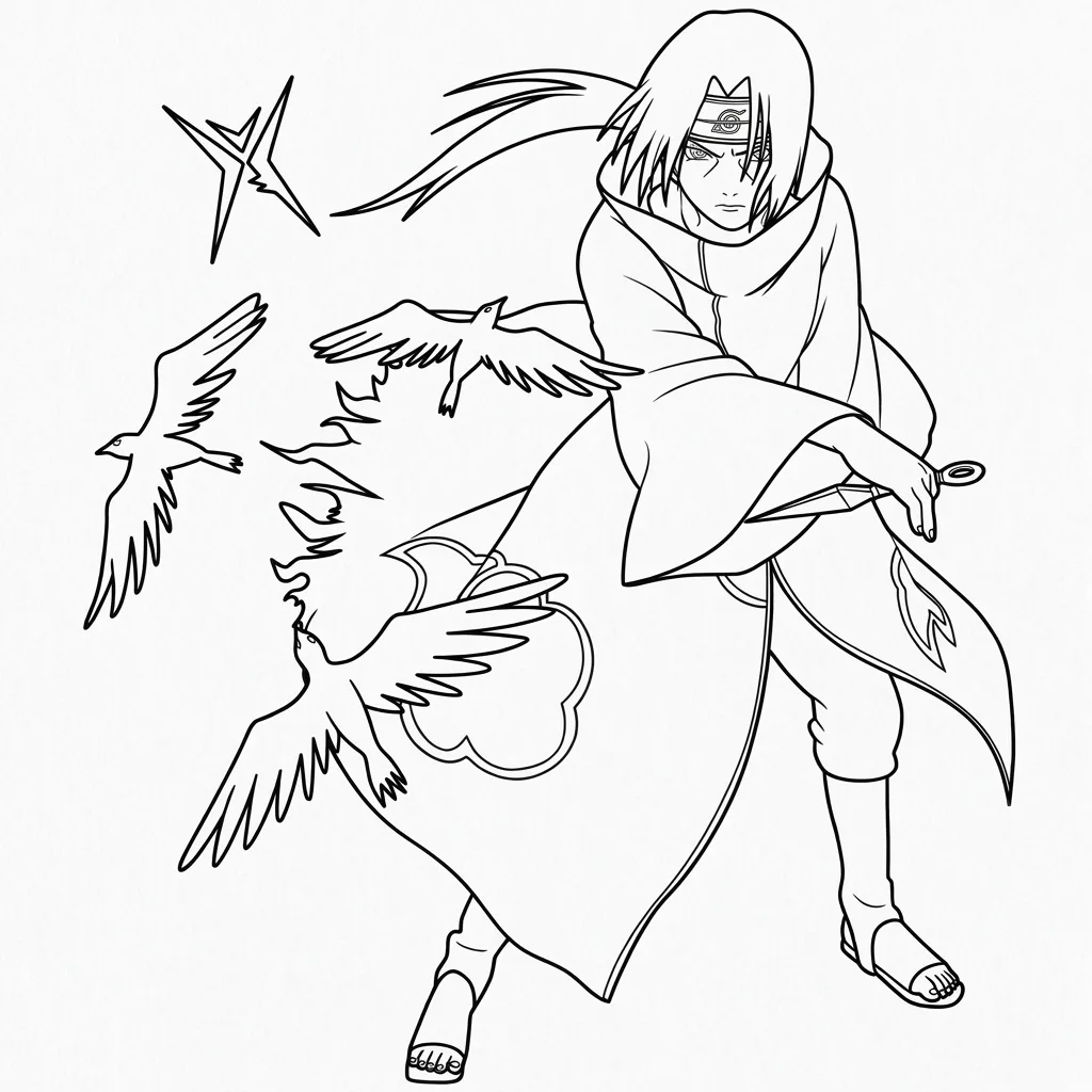 Itachi Uchiha 10 para colorear y recortar