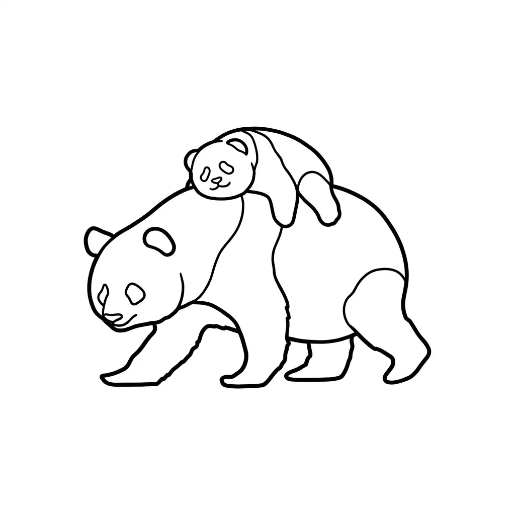 Osos Panda 2 para colorear para niño gratis