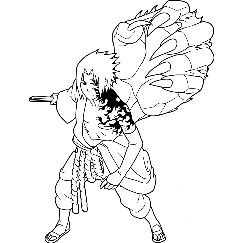 Uchiha Sasuke 10 para colorear para imprimir gratis