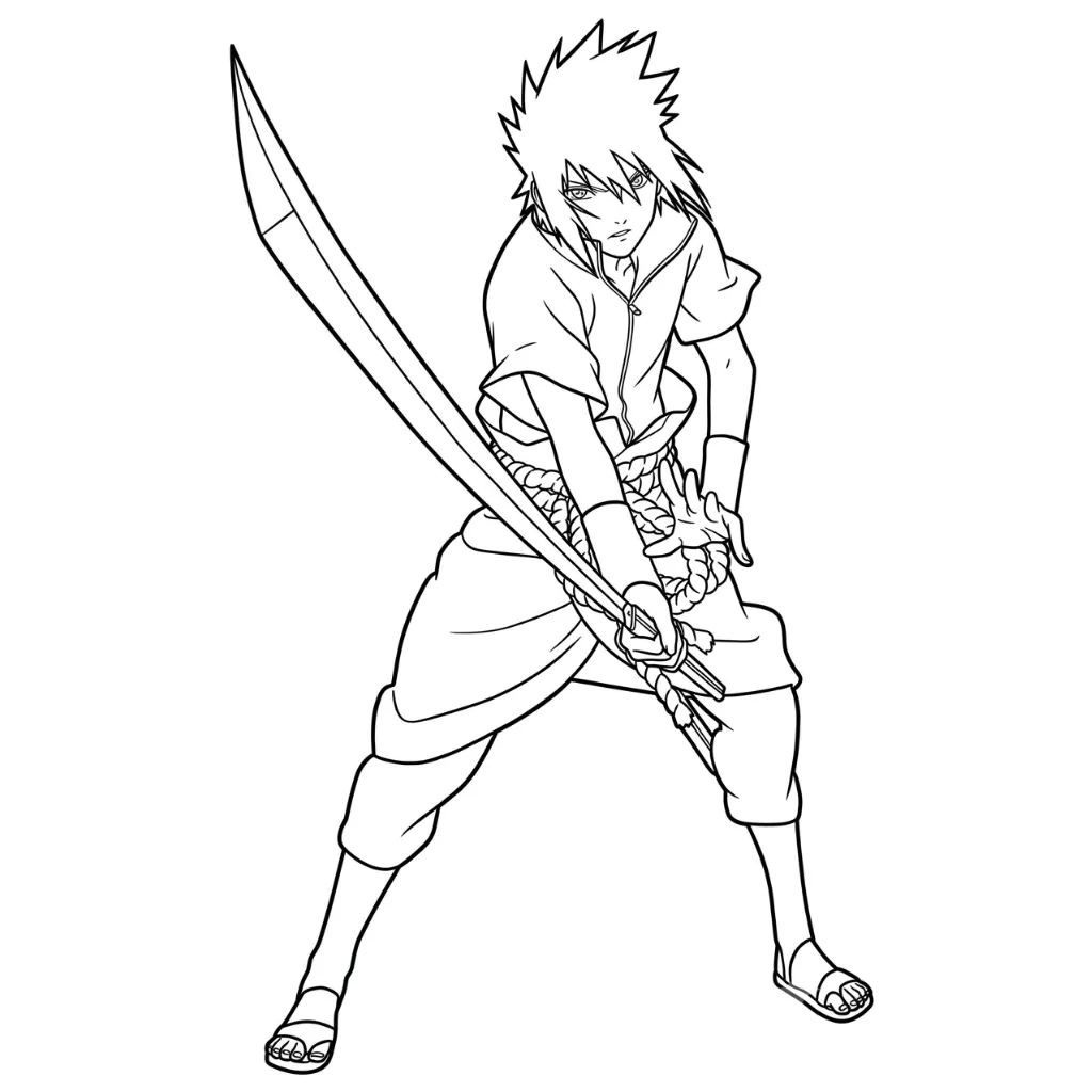 Uchiha Sasuke 15 para colorear para imprimir gratis pdf