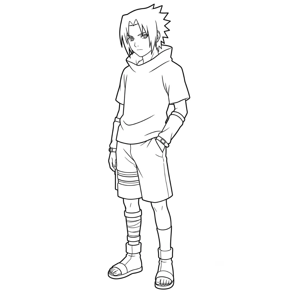 Uchiha Sasuke 17 para colorear para imprimir para niño de 4 años