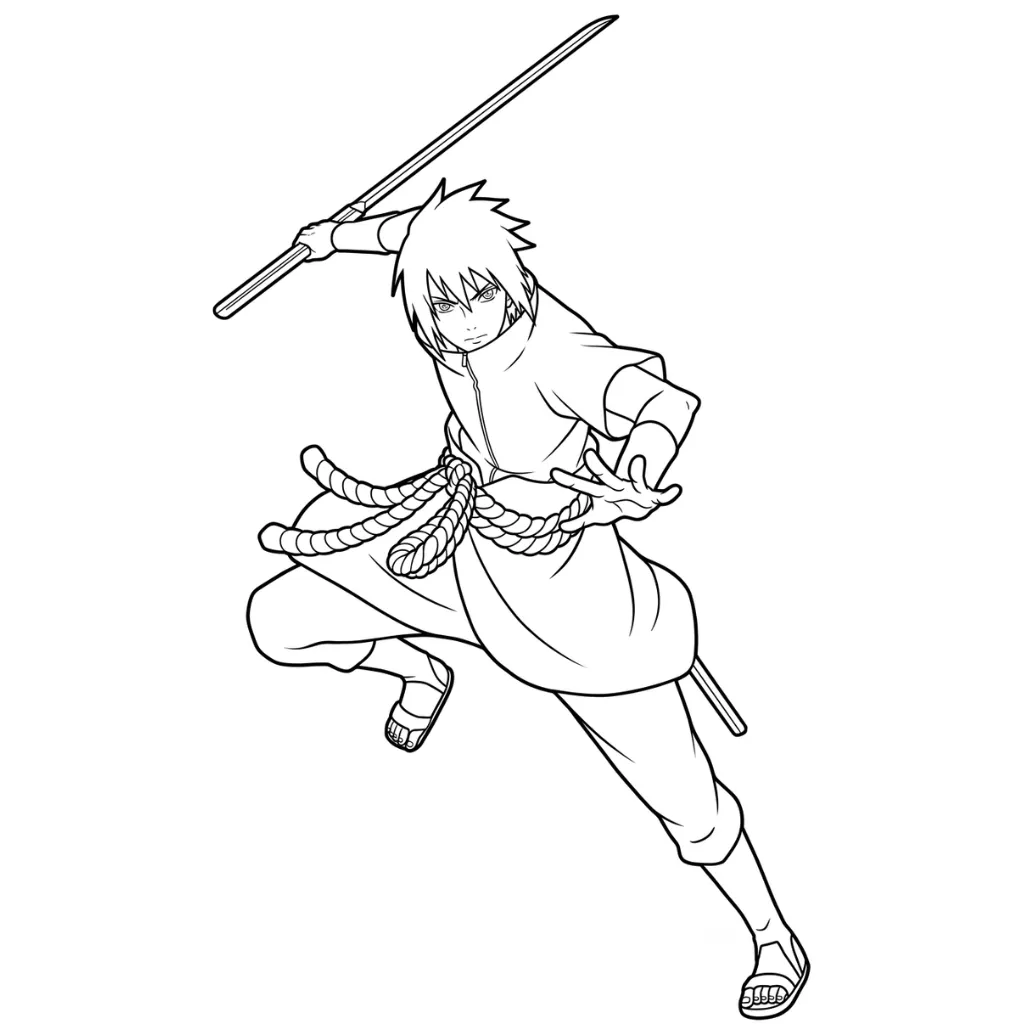 Uchiha Sasuke 2 para colorear para niño