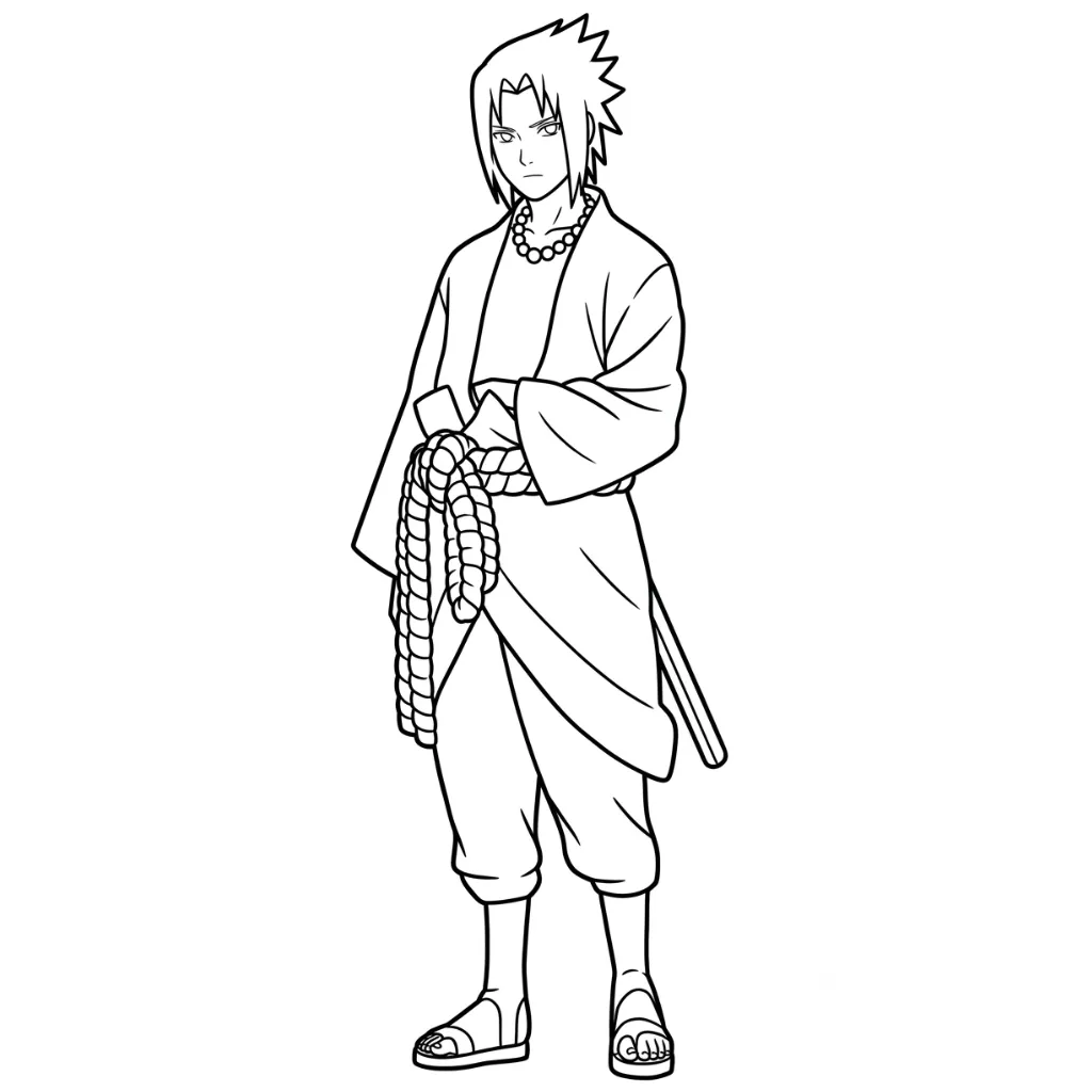 Uchiha Sasuke 21 para colorear para niño para imprimir
