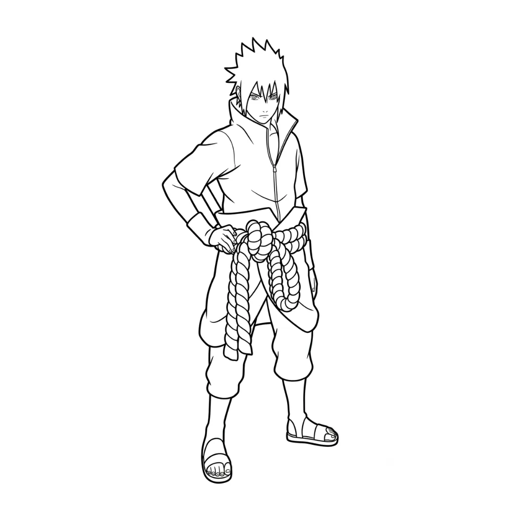 Uchiha Sasuke 22 para colorear y recortar para imprimir