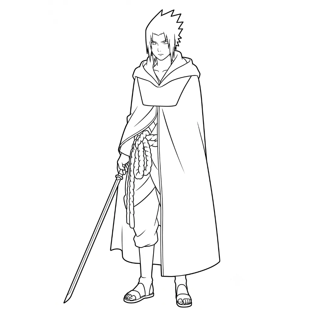 Uchiha Sasuke 23 para colorear para imprimir para niño de 10 años
