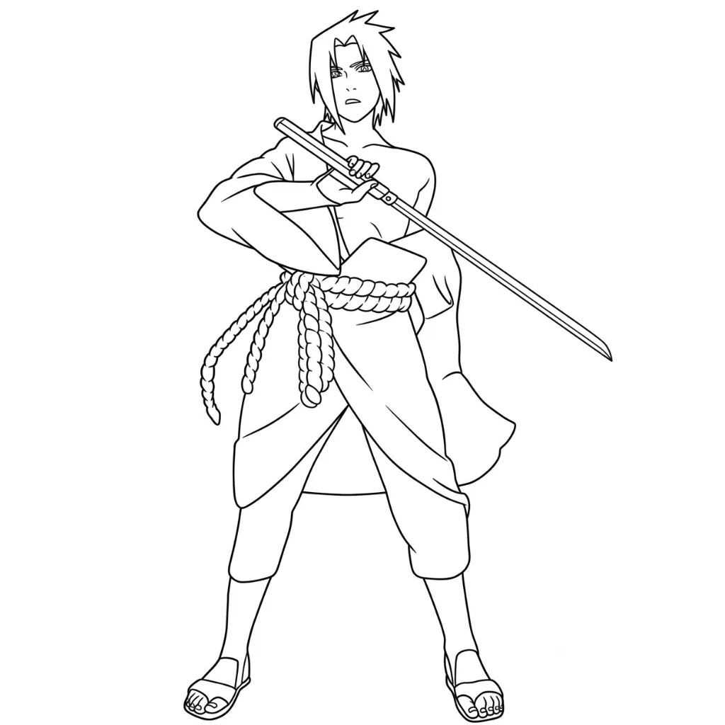 imagen de Uchiha Sasuke 4 para colorear para niño