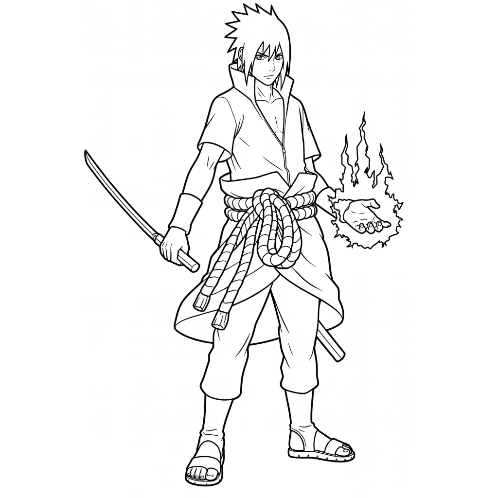 Uchiha Sasuke 5 para colorear para imprimir para niño de 2 años