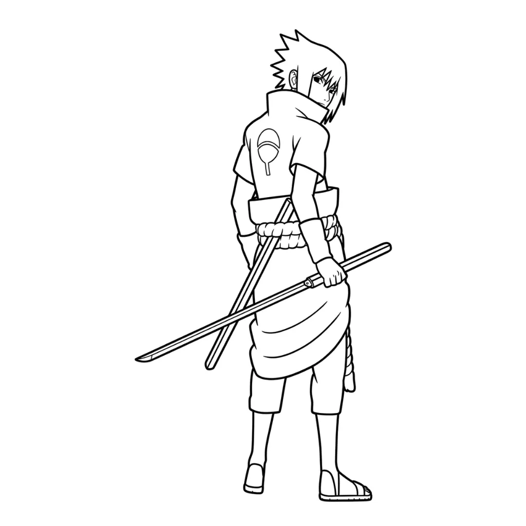 Uchiha Sasuke 7 para colorear para niño de 8 años