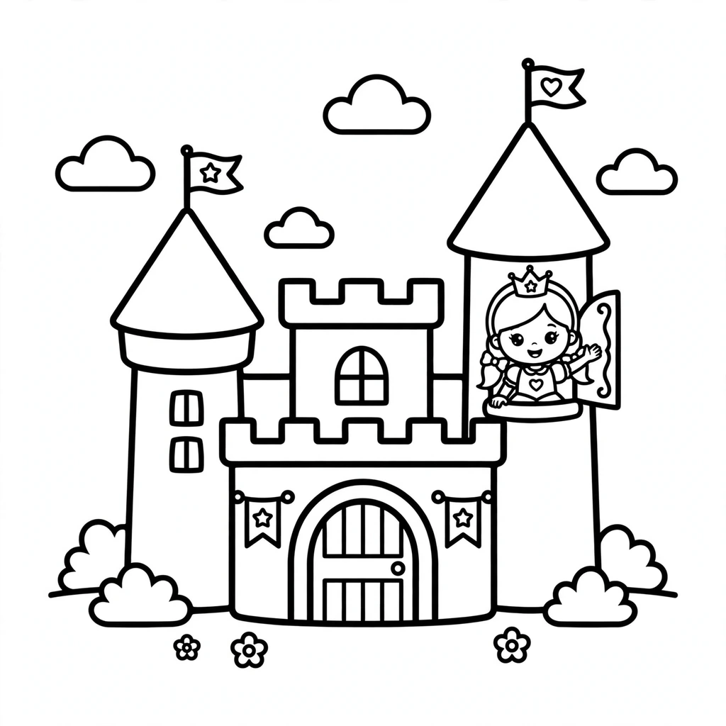 Castillo 12 para colorear para niño de 8 años