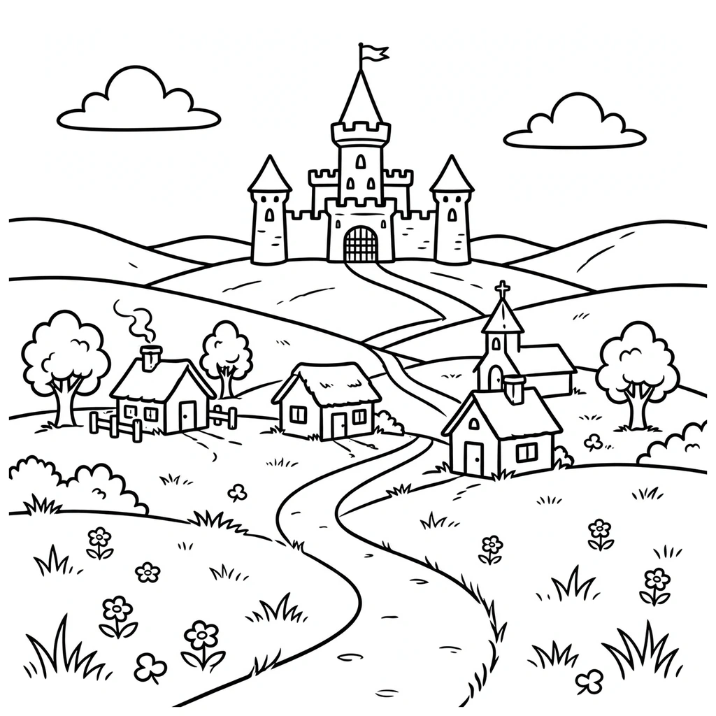 Castillo 13 para colorear y aprendizaje