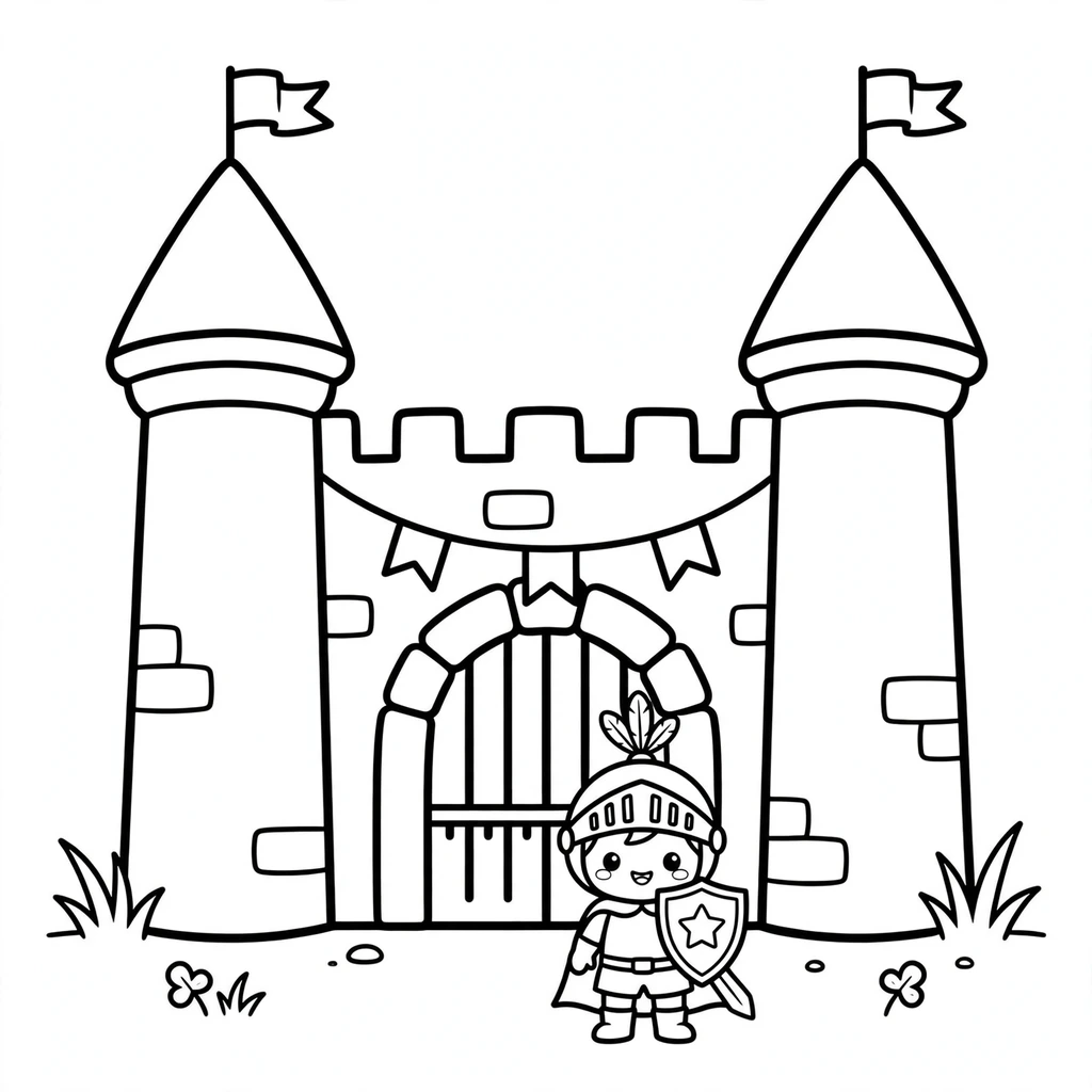 Castillo 8 para colorear kawaii