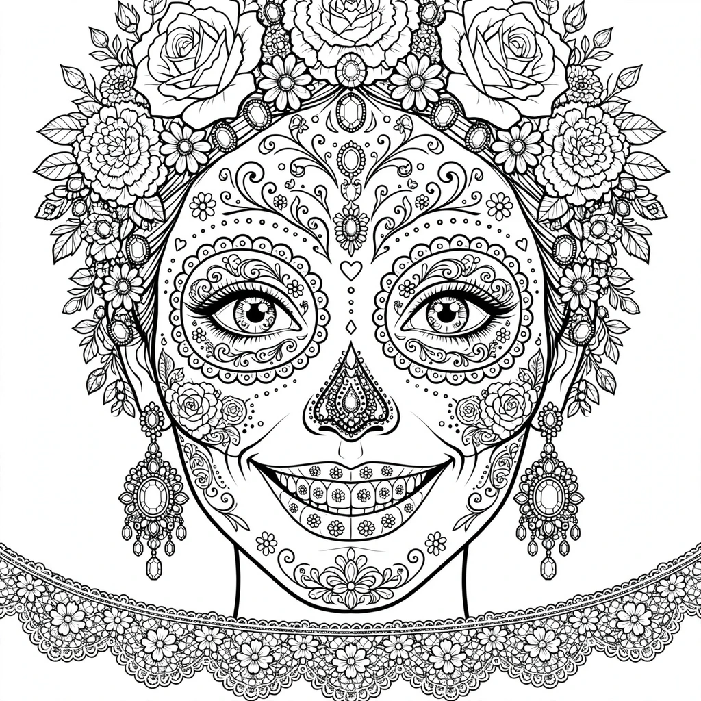 Catrinas 11 imagen para colorear