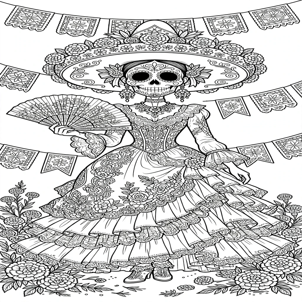 Catrinas 2 para colorear y aprendizaje