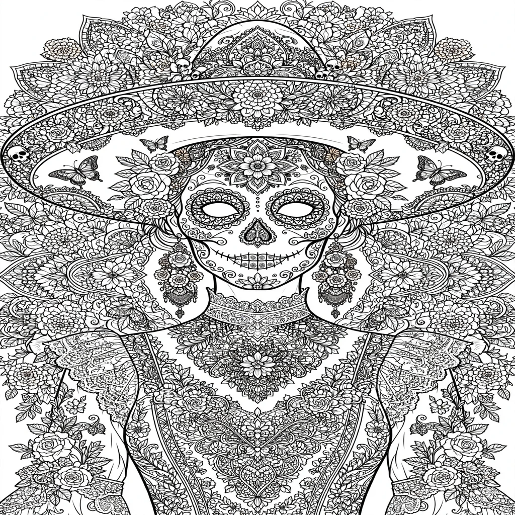 Catrinas 20 dibujo de catrinas para colorear