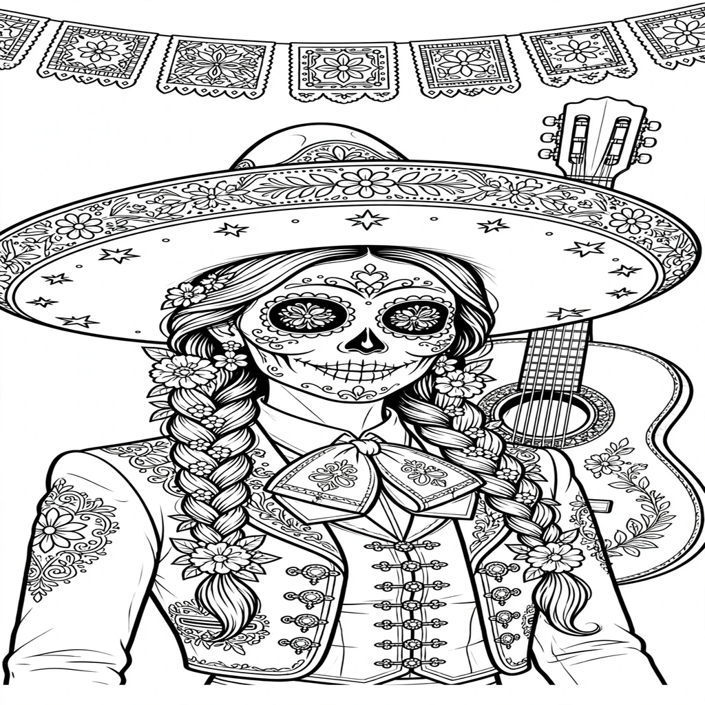 Catrinas 4 para colorear para niños