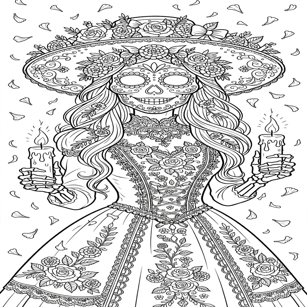 Catrinas 5 para colorear para imprimir gratis