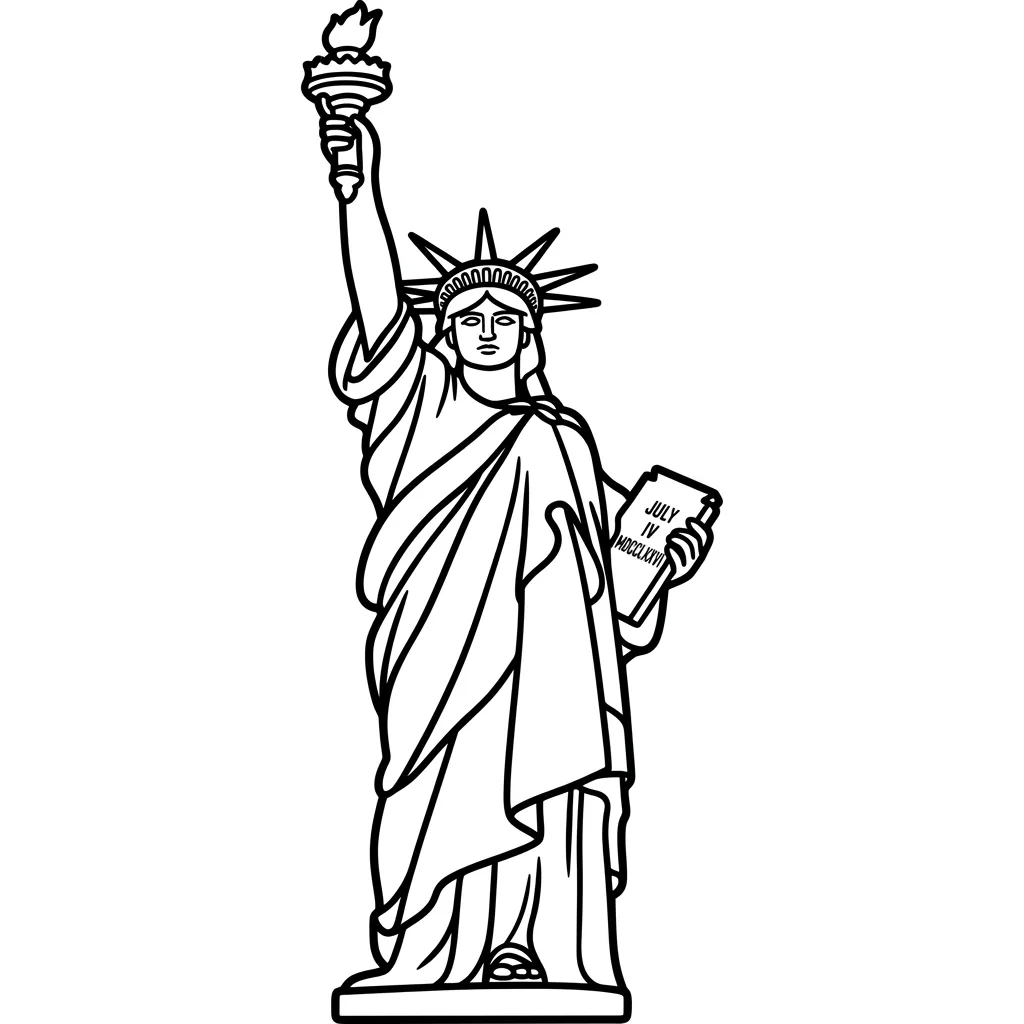 Estatua de la Libertad 10 para colorear para niños para imprimir gratis
